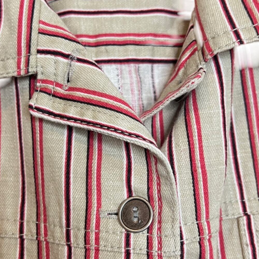 Additions by Chicos Womens Linen Blend Shirt Size 3 US XL Beige Red Striped - Picture 3 of 7
